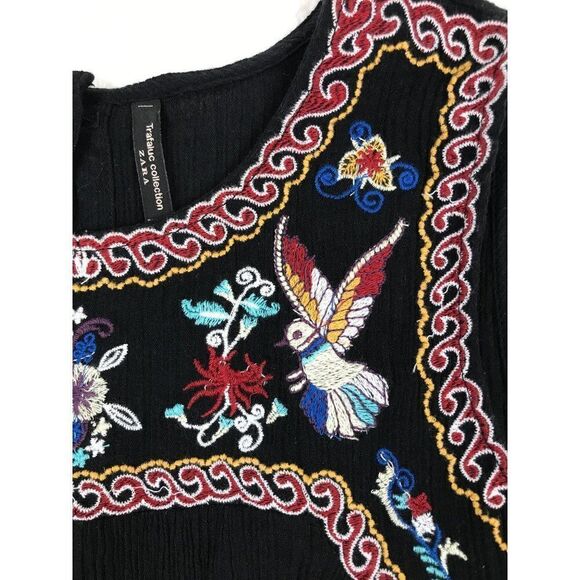 Zara Trafaluc Collection Black Embroidered Crop Top Size Medium - Picture 5 of 8